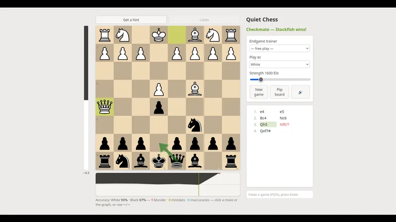 Quiet Chess — play Stockfish in the browser